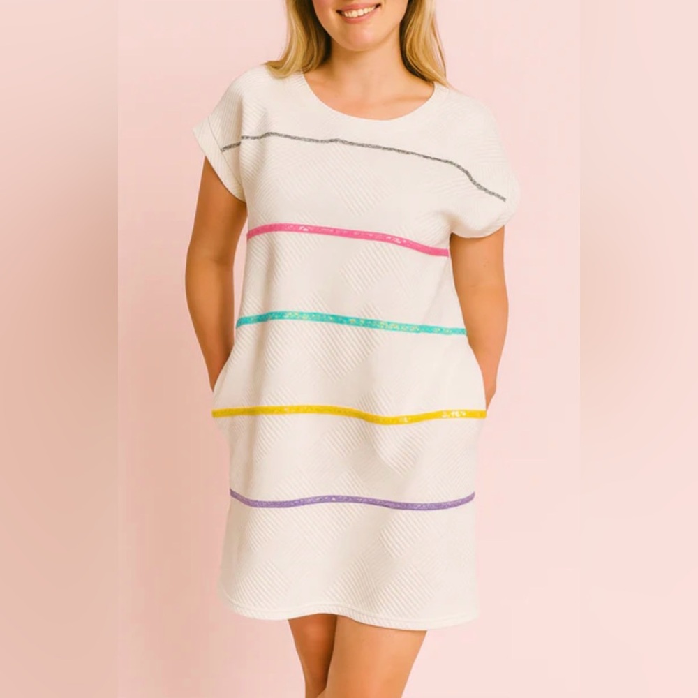Entro Mini Dress with Colorful Stripes